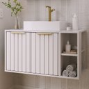 Ver imagem 1 de Gabinete para Banheiro 80cm com 2 Portas 2 Nichos e Cuba de Sobrepor Noruega
