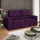 Ver imagem 7 de Sofá Cama Retrátil Sala Vicenza Vicenza 210cm Suede Cor Roxo