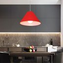 Ver imagem 2 de Lustre Pendente Cone Md-4078 Cúpula em Tecido 25/40x15cm Vermelho - Bivolt