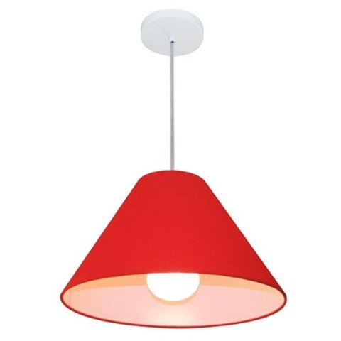 Lustre Pendente Cone Md-4078 Cúpula em Tecido 25/40x15cm Vermelho - Bivolt