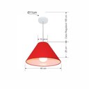 Ver imagem 3 de Lustre Pendente Cone Md-4078 Cúpula em Tecido 25/40x15cm Vermelho - Bivolt