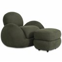 Ver imagem 2 de Poltrona Decorativa Orgânica para Sala Living com Puff Brugge P07 Linho Tramado Verde Musgo - Lyam