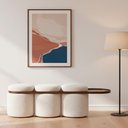 Ver imagem 2 de Puff Linen 3 Lugares com Mesa Auxiliar Aro Titânio Poliéster Bouclé Off White - Sallar Home