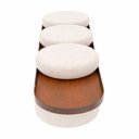 Ver imagem 4 de Puff Linen 3 Lugares com Mesa Auxiliar Aro Titânio Poliéster Bouclé Off White - Sallar Home
