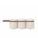 Ver imagem 1 de Puff Linen 3 Lugares com Mesa Auxiliar Aro Titânio Poliéster Bouclé Off White - Sallar Home
