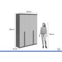 Ver imagem 3 de Guarda Roupa 4 Portas 2 Gavs Alonzo Lopas Amêndoa/Bco