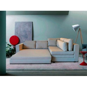 Sofá de Canto SFC_MM 07 que se Transforma em Sofá Cama de Casal Resistente e Confortável em Sarja