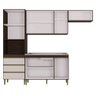 Armário de Cozinha Compacta Completa 252cm Balcão e Pia Inox Lola P11 Chocolate/Off White - Mpozenat - 3