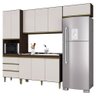 Armário de Cozinha Compacta Completa 252cm Balcão e Pia Inox Lola P11 Chocolate/Off White - Mpozenat - 1