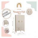 Ver imagem 4 de Guarda Roupa Infantil 3 Portas 2 Gavetas Isis Areia Acetinado Pés Retrô P/ Quarto de Bebê - Reller
