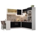 Ver imagem 3 de Armário de Cozinha Completa de Canto 504cm Branco/Preto Glamy Madesa 01