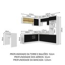 Ver imagem 4 de Armário de Cozinha Completa de Canto 504cm Branco/Preto Glamy Madesa 01