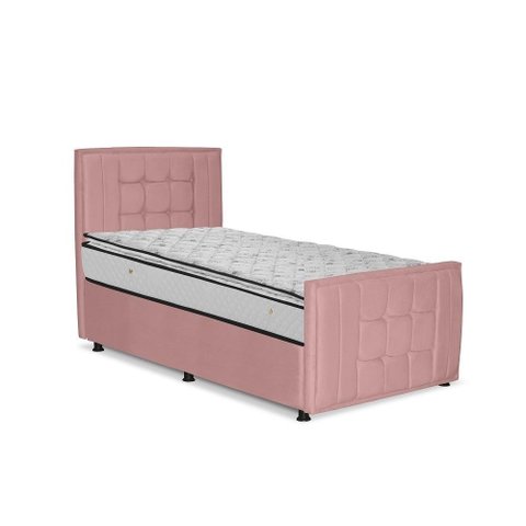 Cama com Cabeceira Solteiro Estofada Uvaia 100cm Suede:rosa