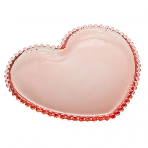 Prato de Mesa Cristal Coração Pearl 25 cm Rosa - Wolff