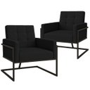 Ver imagem 1 de Kit 2 Poltronas Base de Ferro Tecido Suede para Sala de Espera Resistente Sala de Estar Confortável