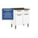 Ver imagem 2 de Balcão de Cozinha Bella C/ 2 Portas e 2 Gavetas C/ Tampo 80cm Branco - Bertolini