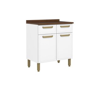 Balcão de Cozinha Bella C/ 2 Portas e 2 Gavetas C/ Tampo 80cm Branco - Bertolini