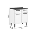 Ver imagem 3 de Balcão de Cozinha Bella C/ 2 Portas e 2 Gavetas C/ Tampo 80cm Branco - Bertolini