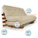 Ver imagem 6 de Sofá Cama Casal Futon Oriental com Madeira Nobre Natural - Bege Claro