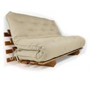 Ver imagem 4 de Sofá Cama Casal Futon Oriental com Madeira Nobre Natural - Bege Claro