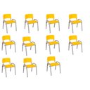 Ver imagem 1 de Kit 11 Cadeiras Infantil Iso, Escola, Base Cinza-amarelo