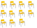 Ver imagem 1 de Kit 11 Cadeiras Infantil Iso, Escola, Base Cinza-amarelo