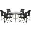Ver imagem 1 de Mesa Ascoli 120 Cm com 6 Cadeiras Cannes de Alumínio Trama Preto