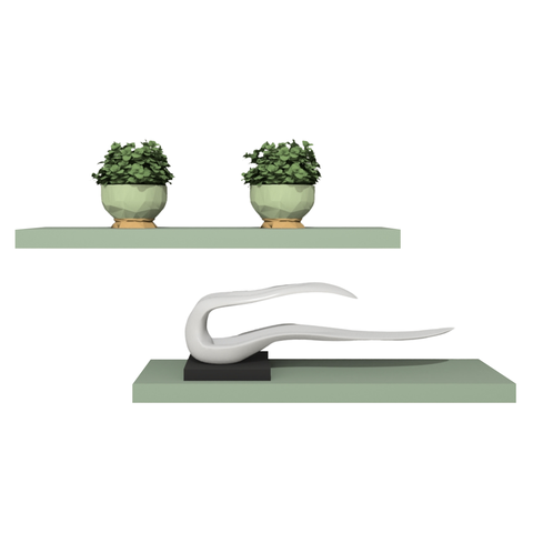 Kit 2 Prateleiras Retas Decorativas com Suporte Invisível Mdf 60x15 Plancasa:verde Jade