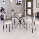 Ver imagem 1 de Conjunto Sala de Jantar com 4 Cadeiras Lívia Prata/Bege