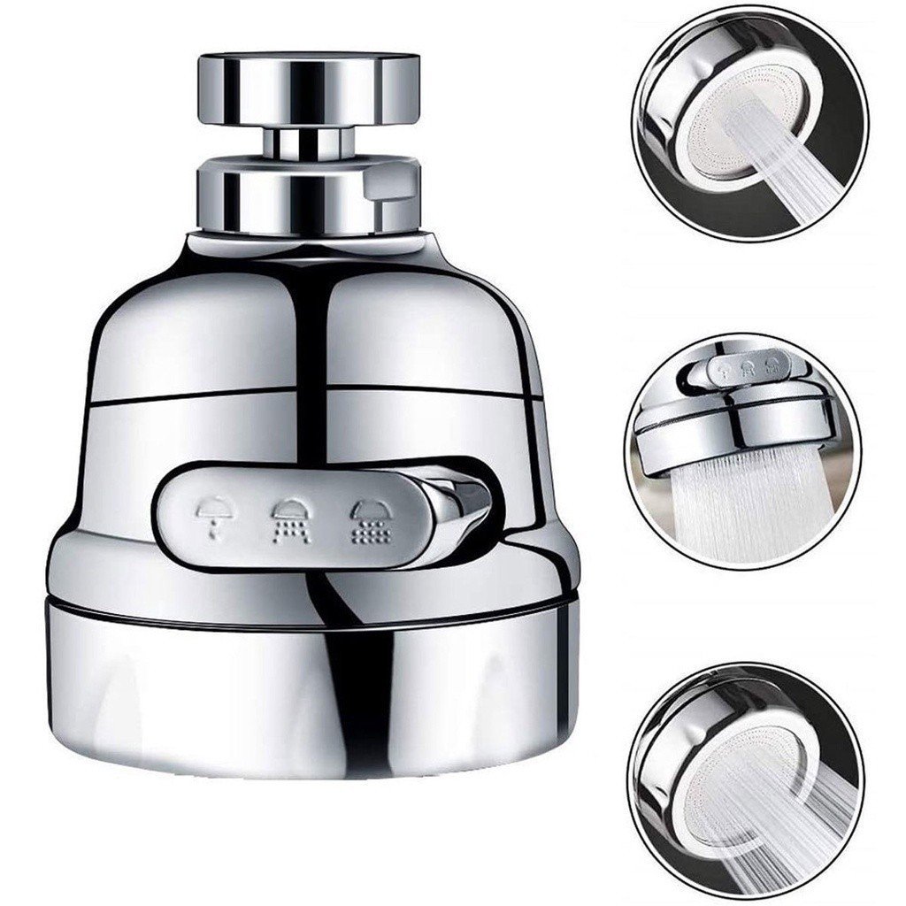 Bico Adaptador de Torneira Inox com 3 Jatos Reguláveis