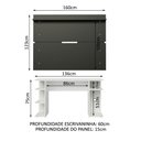 Ver imagem 3 de Mesa para Computador Gamer Madesa 9409 e Painel para TV até 65 Polegadas Branco/Preto Cor:Branco/Pre