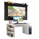 Ver imagem 2 de Mesa para Computador Gamer Madesa 9409 e Painel para TV até 65 Polegadas Branco/Preto Cor:Branco/Pre