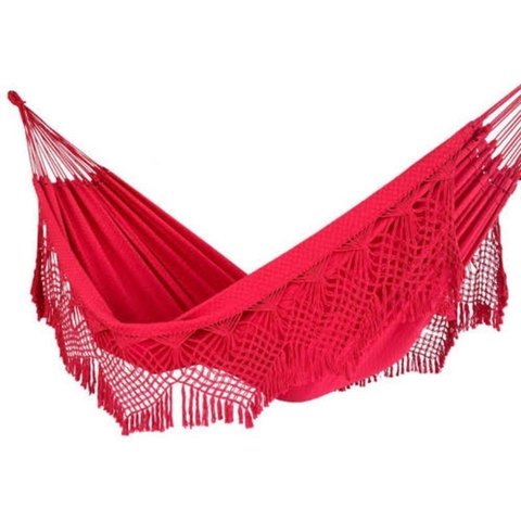 Rede de Dormi Casal Vermelho Ostra Algodão Reforçada Gigante