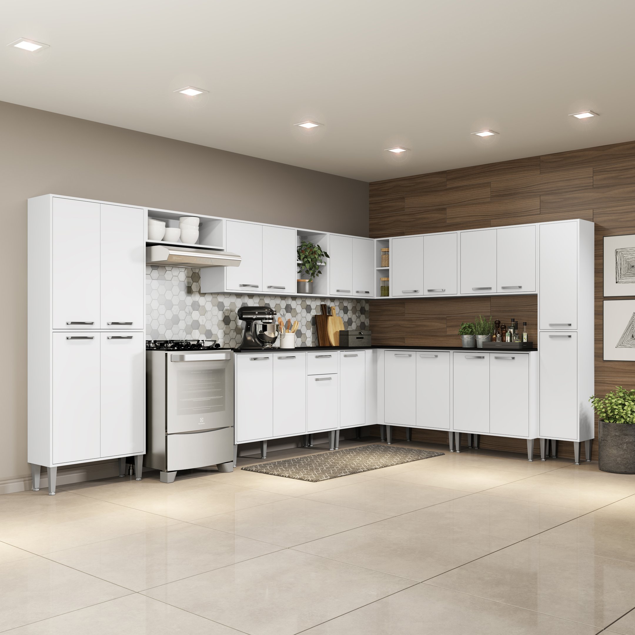 Cozinha Completa Multimóveis Xangai Pop Fg3152 com Armário e Cozinha Completa Multimóveis Xangai Pop Fg3152 com Armário e