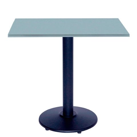 Mesa Zeta Ferro Preto 75 Cm (alt) Disco Redondo Tampo Mdp Quadrado 80 Cm (larg) X 2,5 Cm (alt) Cinza