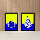 Ver imagem 2 de Kit 2 Quadros Modernos para Cozinha - Frutas 24x18cm:moldura Branca