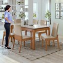 Ver imagem 5 de Conjunto Mesa Áries 180 Tampo Vidro 6 Cadeiras Móveis Lopas