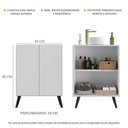 Ver imagem 5 de Gabinete Banheiro 2 Portas Retrô 63Cm Multimóveis V5006 Branco/Preto Branco/Preto