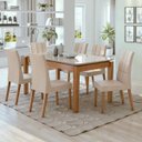 Ver imagem 1 de Conjunto Mesa Áries 180 Tampo e Vidro Off-white 6 Cadeiras Odara Móveis Lopas