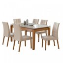 Ver imagem 2 de Conjunto Mesa Áries 180 Tampo e Vidro Off-white 6 Cadeiras Odara Móveis Lopas