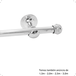 Varão de Cortina Cromado 2,50mts 19mm Aluminio - 5