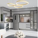 Ver imagem 1 de Cozinha Modulada 15 Peças 11 Aéreos 3 Balcões 1 Cristaleira Nara CabeCasa MadeiraOriginals Cinza