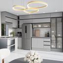 Ver imagem 3 de Cozinha Modulada 15 Peças 11 Aéreos 3 Balcões 1 Cristaleira Nara CabeCasa MadeiraOriginals Cinza
