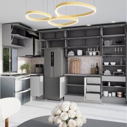 Cozinha Modulada 15 Peças 11 Aéreos 3 Balcões 1 Cristaleira Nara CabeCasa MadeiraMadeira - 6