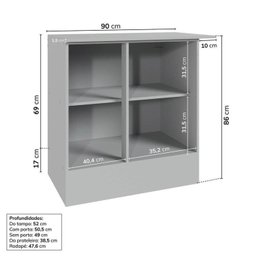 Cozinha Modulada 15 Peças 11 Aéreos 3 Balcões 1 Cristaleira Nara CabeCasa MadeiraMadeira - 17