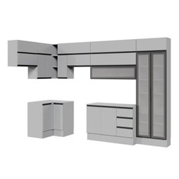 Cozinha Modulada 15 Peças 11 Aéreos 3 Balcões 1 Cristaleira Nara CabeCasa MadeiraMadeira - 4