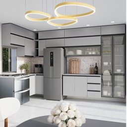 Cozinha Modulada 15 Peças 11 Aéreos 3 Balcões 1 Cristaleira Nara CabeCasa MadeiraMadeira - 2