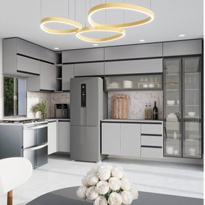Cozinha Modulada 15 Peças 11 Aéreos 3 Balcões 1 Cristaleira Nara Cabecasa Madeiramadeira
