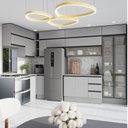 Ver imagem 3 de Cozinha Modulada 15 Peças 11 Aéreos 3 Balcões 1 Cristaleira Nara CabeCasa MadeiraOriginals Cinza