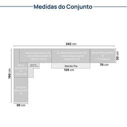 Cozinha Modulada 15 Peças 11 Aéreos 3 Balcões 1 Cristaleira Nara CabeCasa MadeiraMadeira - 7
